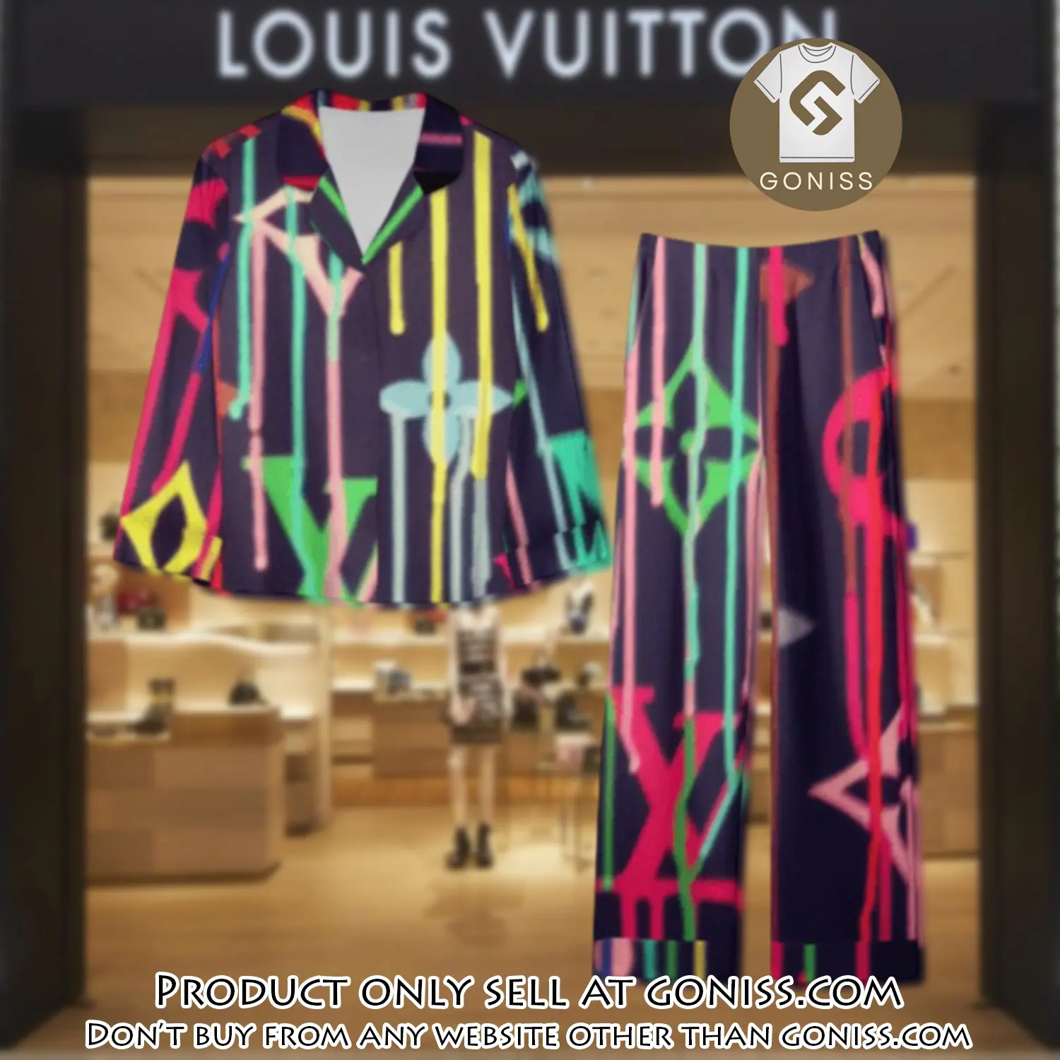 Trending luxury lv satin pajama set pjs1093 gn1209167